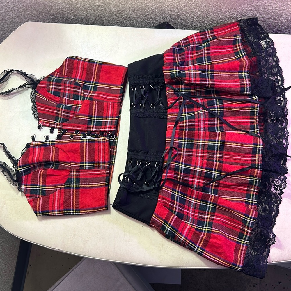 Plaid matching set
